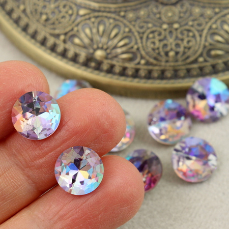 Kaboszon szklany moneta stożkowa fasetowana chaton Rainbow Tanzanite 10mm