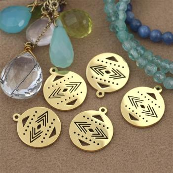 Zawieszka aztec stal szlachetna pozłacana PVD 15mm
