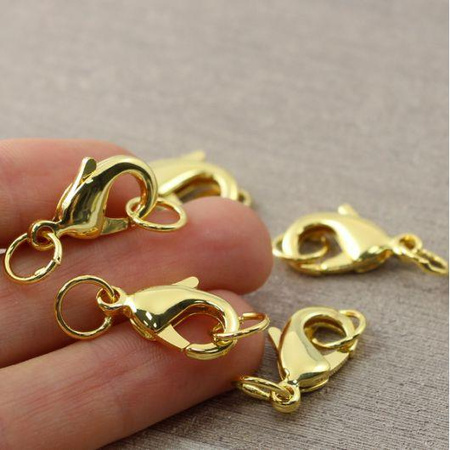 Zapięcie karabińczyk z ogniwami złoty 15mm