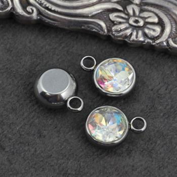 Stal szlachetna zawieszka w oprawie SR crystal AB 10mm