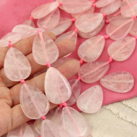 Kwarc różowy łezka zawieszka 34x25mm
