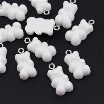 Miś żelek akrylowy biały 17x11mm