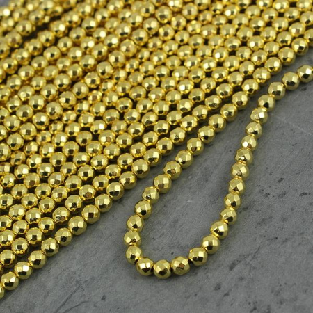 Hematyt kula fasetowana light gold 4mm [sznur 40cm]