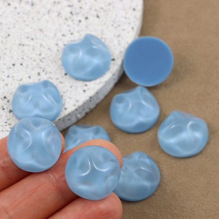 Kaboszon akrylowy moneta z falą błękitna 18mm