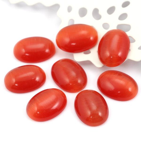 Kaboszon kocie oko owal pomarańczowy 20x15mm