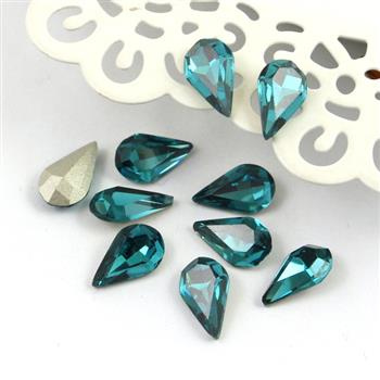 Kaboszon szklany łezka fasetowana turkusowa 13x8mm