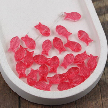 Koralik szklany ryba malinowa 15x8mm