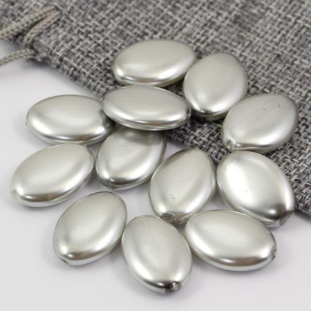 Koralik szklany velvet owal srebrny 20x14mm