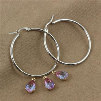 Baza kolczyka stal szlachetna bigle koła srebrne 40mm [para]