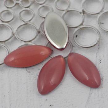 Kaboszon szklany Milky Pink - Silver Foiled wrzeciono 20x10mm