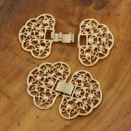 Zapięcie typu zegarkowego złote ażurowe 50x35mm