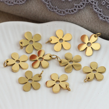 Zawieszka kwiatek stal szlachetna pozłacana 12mm