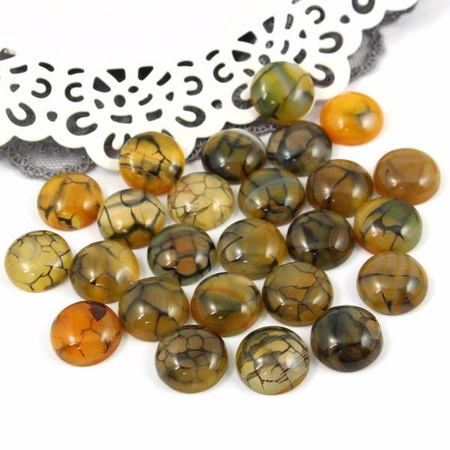 Kaboszon agat wężowy moneta zielona 16mm