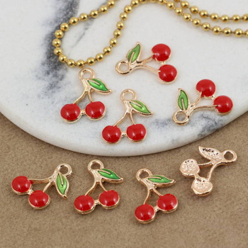 Zawieszka emaliowana wiśnia owoce 13x10mm