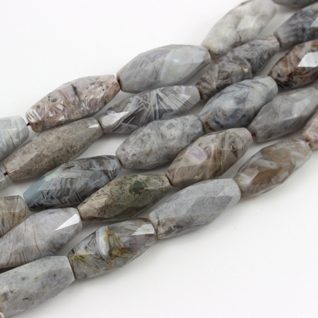 Agat bambusowy oliwka fasetowana 30x15mm