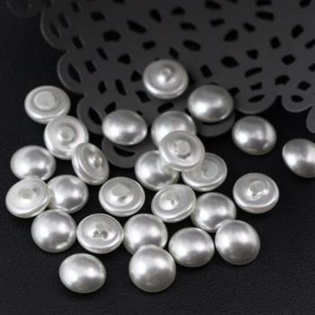 Glass Pearl Cabochon Bright White 10mm
