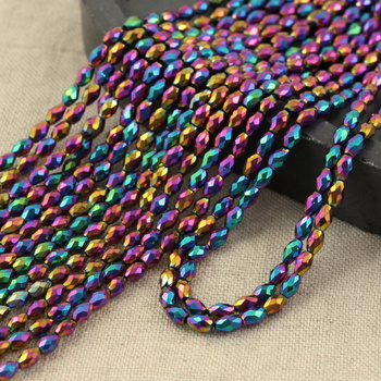 Hematyt tęczowy oliwka fasetowana 5x3mm [sznur 39cm]