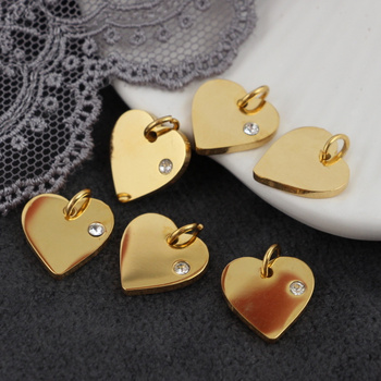 Zawieszka serce z cyrkonią stal szlachetna pozłacana 12mm