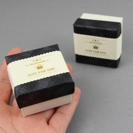 Pudełko ozdobne grafit/krem "CROWN" 5x5x3,5cm