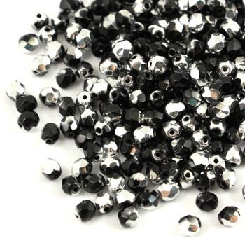 Fire Polish 4mm Jet Labrador [20szt]