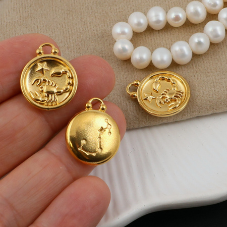 Zawieszka stal szlachetna pozłacana znaki zodiaku Skorpion 17mm