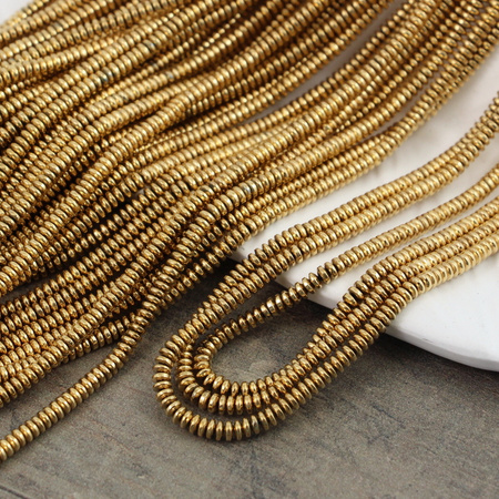 Hematyt złoty oponka ufo 3x1,5mm [sznur 40cm]