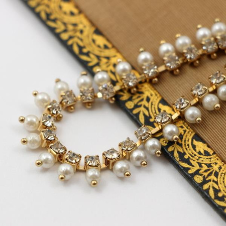 Taśma ozdobna double gold pearl crystal [10cm]