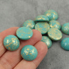 Kaboszon szklany Gold Splash Turquoise Green 16mm