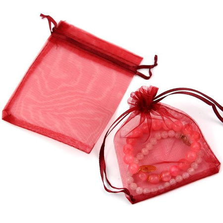 Woreczek z organzy bordowy 12x10cm