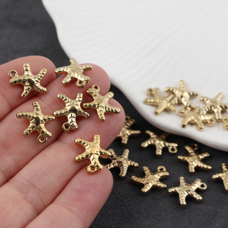 Zawieszka rozgwiazda stal szlachetna pozłacana 13mm