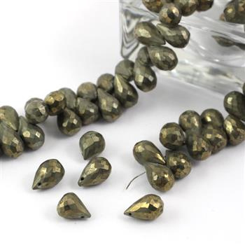 Piryt złoty kropla fasetowana 9-11x7mm [para]