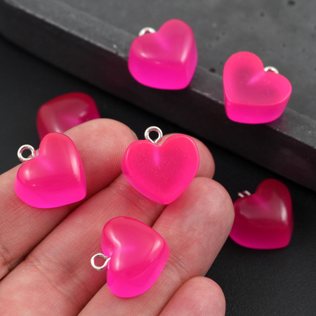 Serce akrylowe fuksja 16x14mm