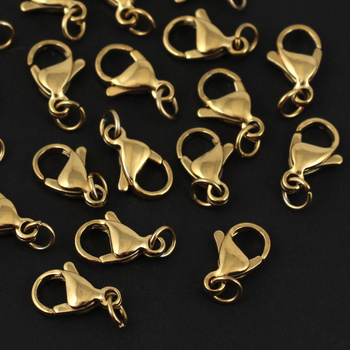 Zapięcie karabińczyk stal szlachetna pozłacana +OG 12mm