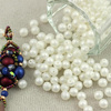 Round Beads Velvet Snowflake White 4mm [50szt]