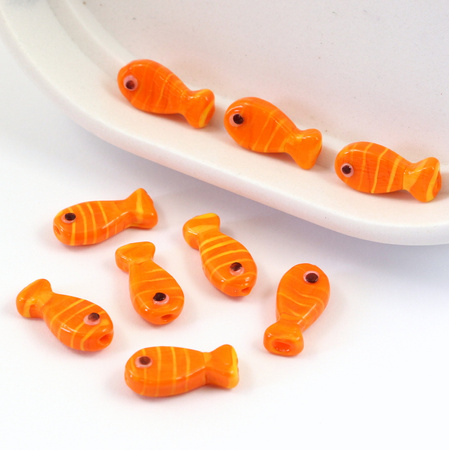 Szklana pomarańczowa ryba 20x10mm