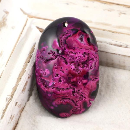 Agat zawieszka owal różowy 53x33mm