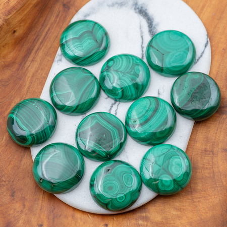 Kaboszon malachit naturalny moneta 25mm
