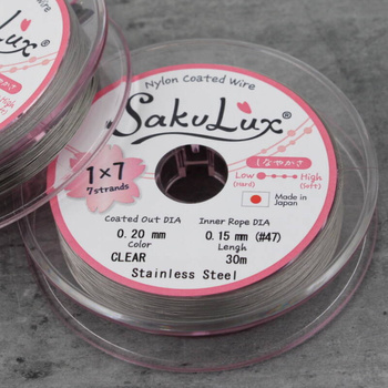 Japońska linka stalowa jubilerska SakuLux 7-splotowa Silver 0,20mm [szpula 30m]