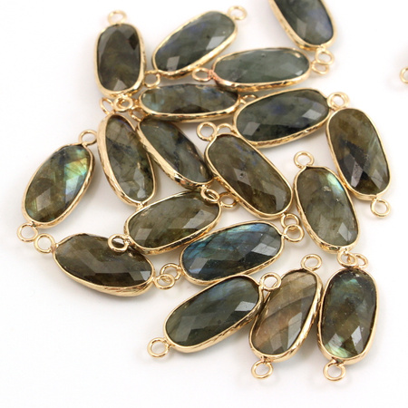 Łącznik w złotej oprawie labradoryt owal 29x11mm