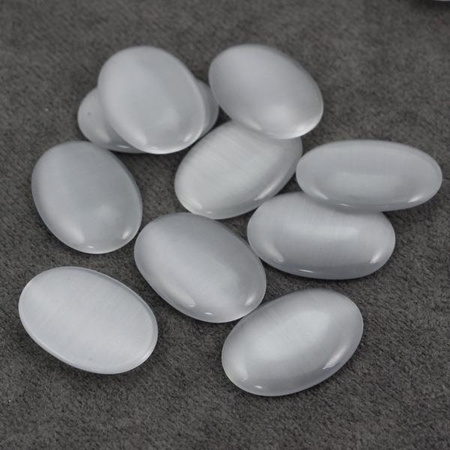 Kaboszon kocie oko owal szary 25x18mm