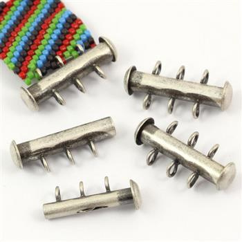 Zapięcie wsuwane srebrne ant na 3 sznury [lupik w pionie]