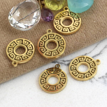 Zawieszka w stylu greckim stal szlachetna pozłacana 13mm