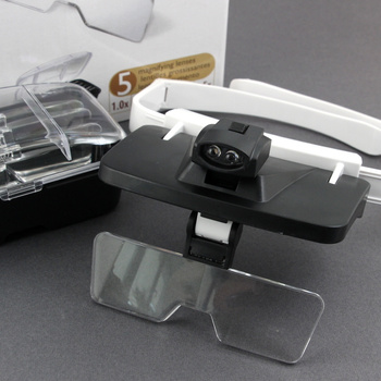 Lupa czołowa podświetlana z kompletem 5 wymiennych soczewek