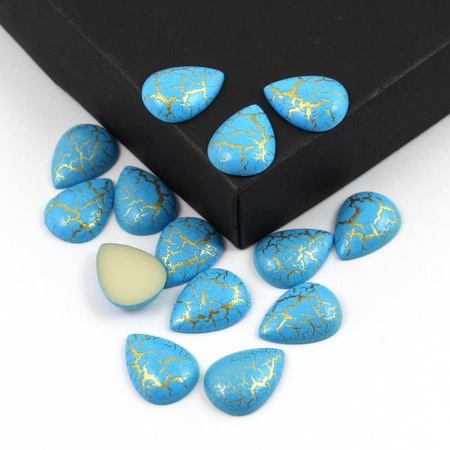 Kaboszon akrylowy łezka marmurek niebieski 16x12mm