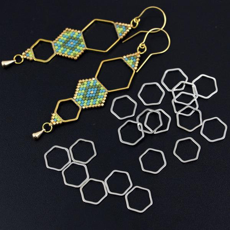 Geometrix metalowa baza - sześciokąt srebrny 13x12mm [10szt]