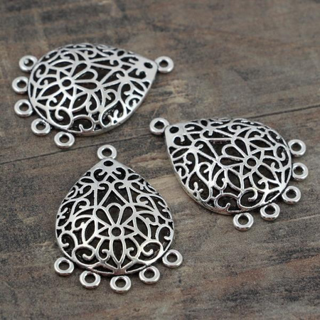 Baza kolczyka ażurowa łezka srebrna 36x26mm [1szt]