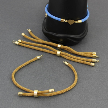 Zapięcie regulowane / przesuwane sznurkowe brązowe do bransoletki 11cm ZŁ