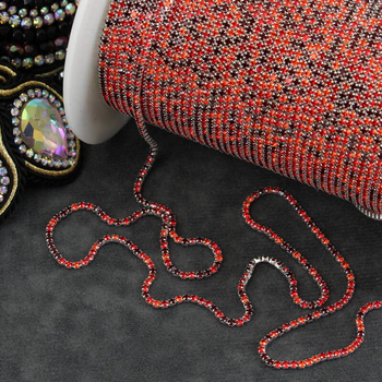 Taśma ozdobna cyrkoniowa silver/multikolor 1,5mm [50cm]