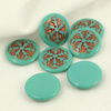 Kaboszon szklany Snowflake Opaque Turquoise Copper 21mm