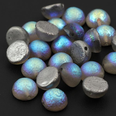 Dome Bead półkula 12x7mm Crystal Etched Graphite Rainbow